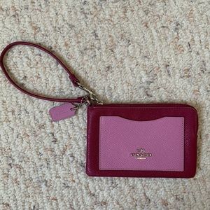 Coach Wristlet Wallet - Pink & Red, Silver Hardware